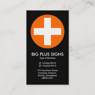 Big Plus Signs Orange - Black Business Card