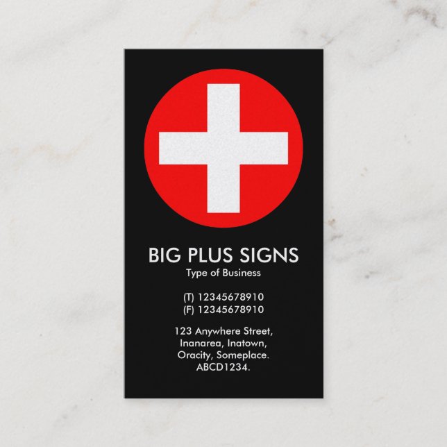 Big Plus Signs Red - Black (Platinum Card) Business Card (Front)