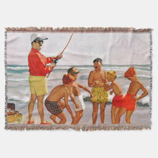 Big Pole Little Fish by Richard Sargent Throw Blanket