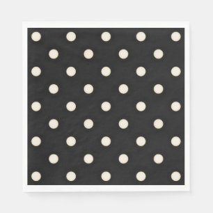 Big Polka Dots Antique White and Black Napkin
