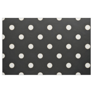Big Polka Dots Antique White & Black Fabric