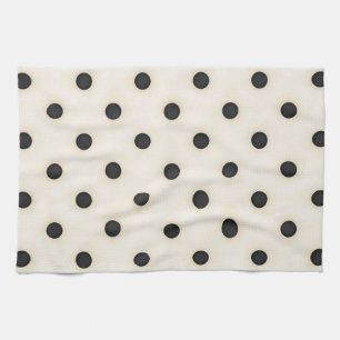 Big Polka Dots Black & Antique White Kitchen Towel