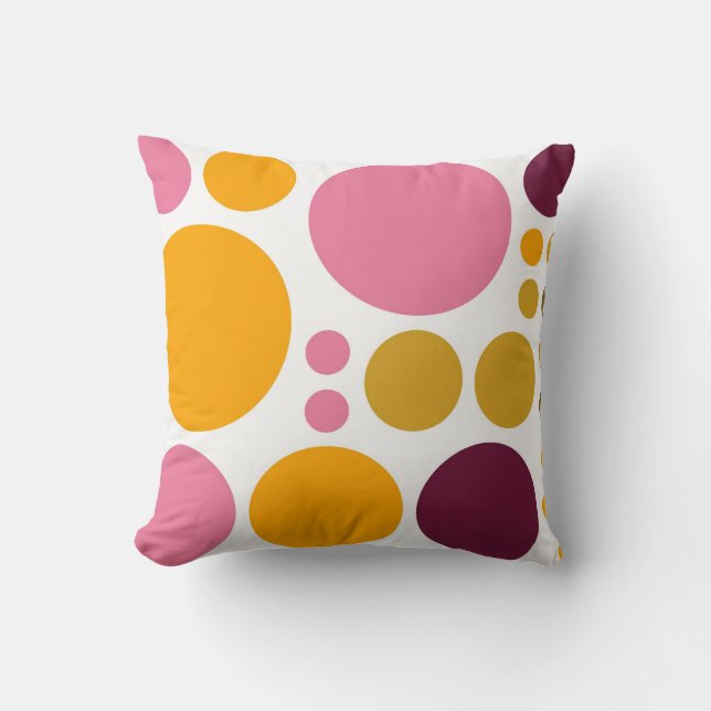 Big polka dots pattern | Yellow Pink Brown Throw Pillow (Front)