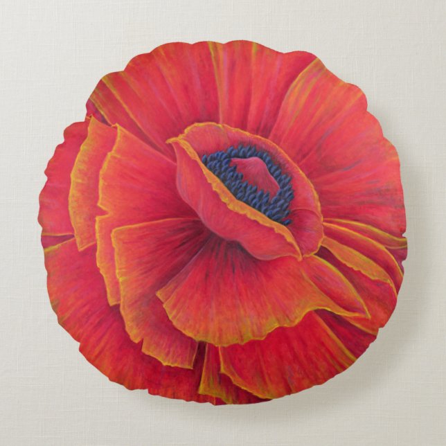 Big Poppy 2003 Round Pillow (Front)