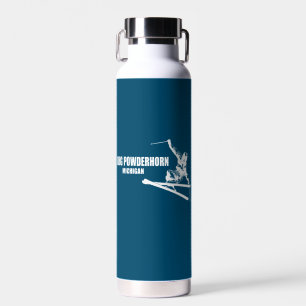 Big Powderhorn Mountain Michigan Skier Water Bottle