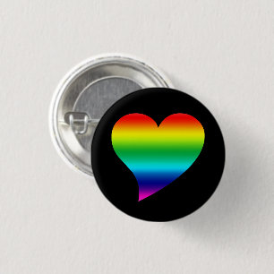 Big pride lgbtq rainbow colours Heart, Love, black 1 Inch Round Button