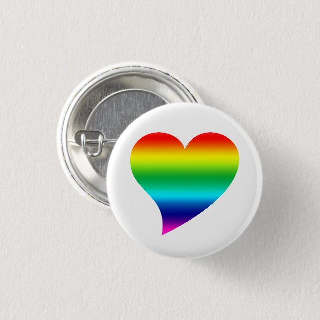 Big pride lgbtq rainbow colours Heart, Love, white 1 Inch Round Button (Front & Back)