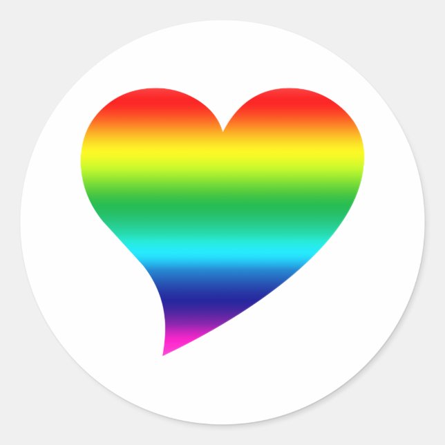 Big pride rainbow lgbtq colours Heart, Love, white Classic Round Sticker (Front)