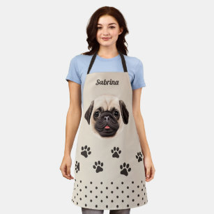 Big Pug Face   Lovely Cute Dog All-Over Print Apron