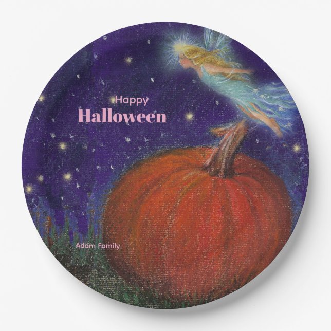 Big Pumpkin Fairy Custom Halloween Paper Plate (Front)