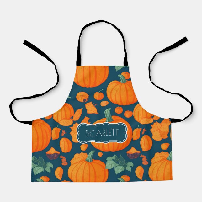 Big Pumpkin Mosaic Colourful Personalized Pattern Apron (Front)