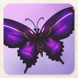 Big Purple Butterfly Square Paper Coaster