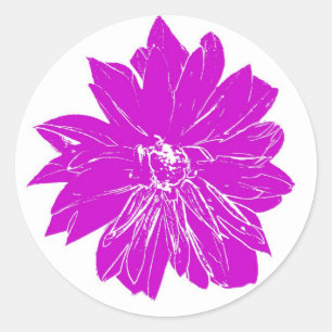 Big purple flower classic round sticker