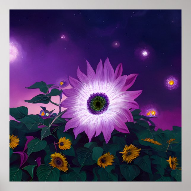 Big Purple Sunflower in Field Poster (Front)