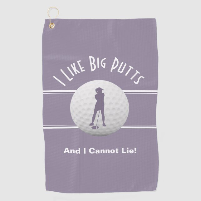 Big Putts Golfer Sports Funny Humour  Purple Cute Golf Towel (Front)
