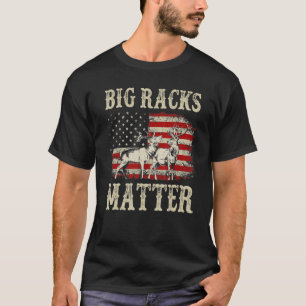 Big Racks Matter Deer Hunting Vintage Usa Flag T-Shirt