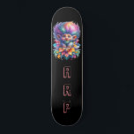 *~* Big Rainbow Hair Troll AP89 Neon Initial  Skateboard<br><div class="desc">(Search code AP89 for Troll items and AP88 for medieval theme items ) Easily Transfer to other Zazzle Products. BLACK background Skateboard. The bright and oh so happy NEON Rainbow colours just pop the TROLL images and LETTERS. Customize / Personalize your INITIALS / MONOGRAM. Whimsical Cute funny Long Hair Troll...</div>