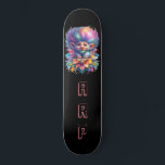 *~* Big Rainbow Hair Troll AP89 Neon Initial  Skateboard<br><div class="desc">(Search code AP89 for Troll items and AP88 for medieval theme items ) Easily Transfer to other Zazzle Products. BLACK background Skateboard. The bright and oh so happy NEON Rainbow colours just pop the TROLL images and LETTERS. Customize / Personalize your INITIALS / MONOGRAM. Whimsical Cute funny Long Hair Troll...</div>