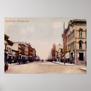 Big Rapids Michigan Michigan Avenue Poster