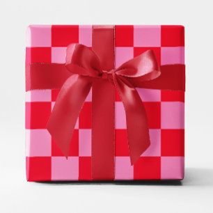 Big Red and Pink Chequered Wrapping Paper