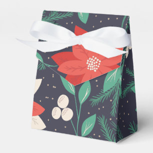Big Red and White Christmas Poinsettias Favor Box