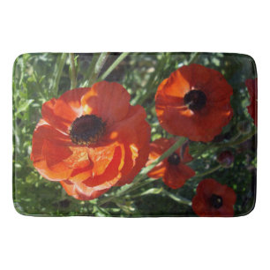 Big Red Anemone Flowers, Memory Foam Bathmat