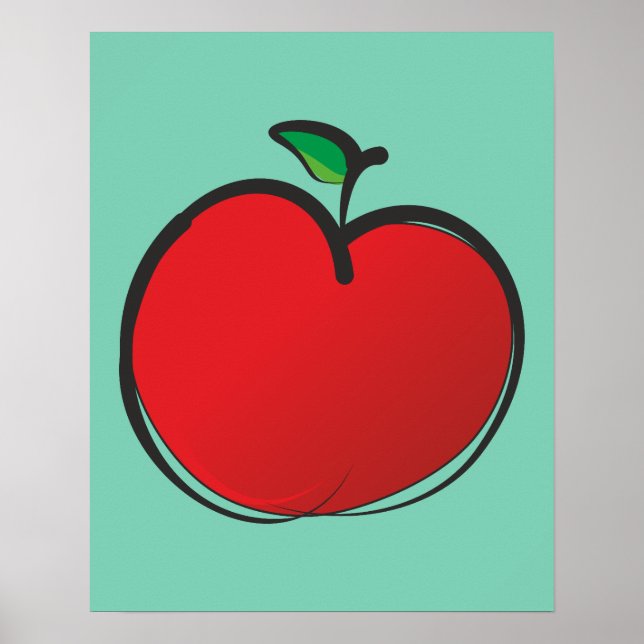 Big Red Apple Drawing Poster (Front)