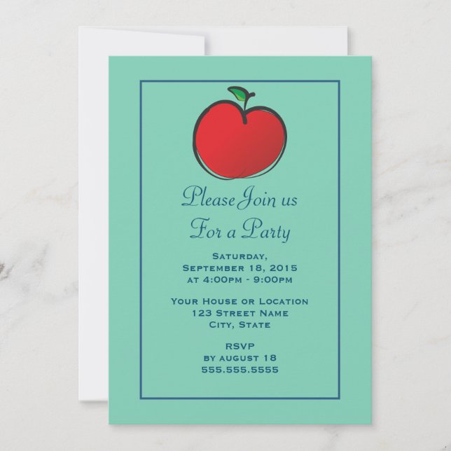 Big Red Apple Generic Party Invitation (Front)