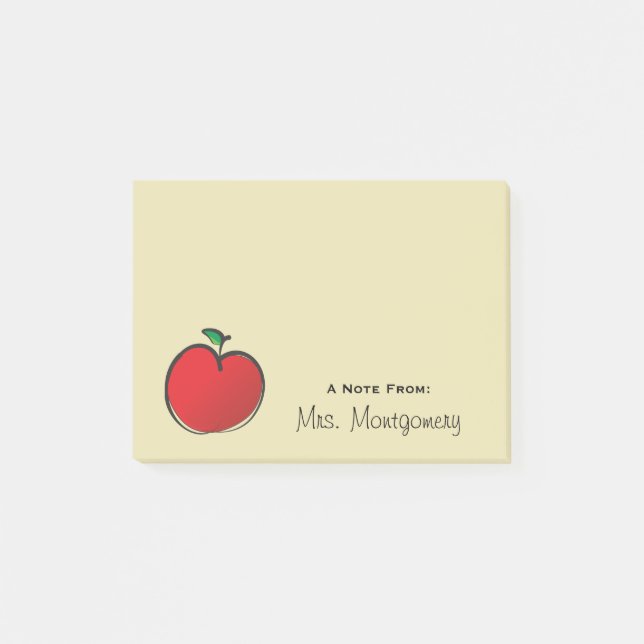 Big Red Apple Personalized Post-it Notes (Front)