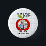 Big Red Apple Teacher Thank You Photo Button |<br><div class="desc">Show your appreciation in a fun and practical way with this personalised teacher button! Featuring a bold red apple design, your child’s photo, and a heartfelt “Thank You” message, this button is a small but meaningful keepsake. Teachers can pin it to their bag, lanyard, or classroom board as a reminder...</div>