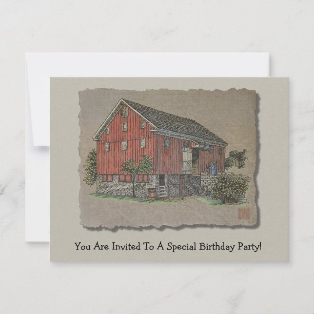 Big Red Bank Barn Invitation (Front)