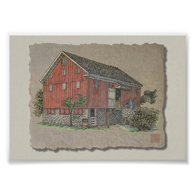 Big Red Bank Barn Photo Print (Front)