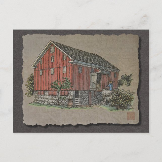 Big Red Bank Barn Postcard (Front)