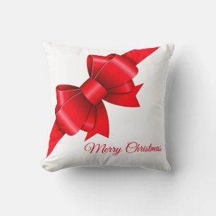 Big Red Bow Christmas Throw Pillow