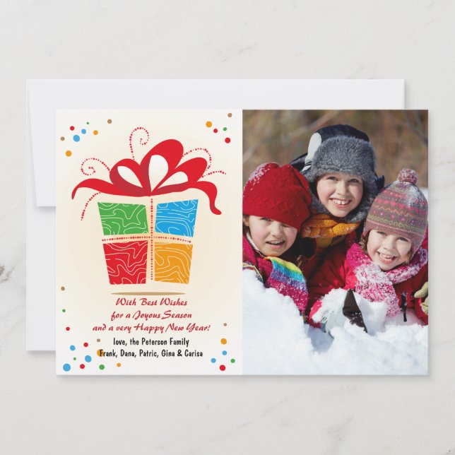 Big Red Bow Photo Holiday Card (Front)