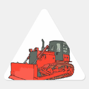 Big Red Bulldozer Triangle Sticker