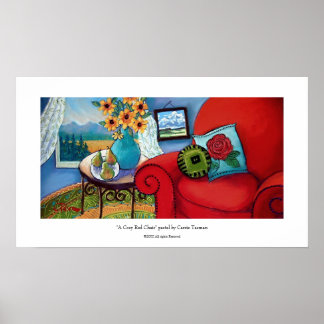 Big Red Cozy Chair Poster