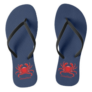 Big Red Crab Back to School Dorm Essentials Flip Flops