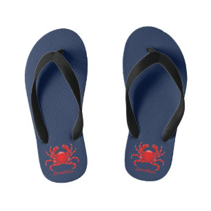 Big Red Crab Back to School Dorm Essentials Kids Kid's Flip Flops