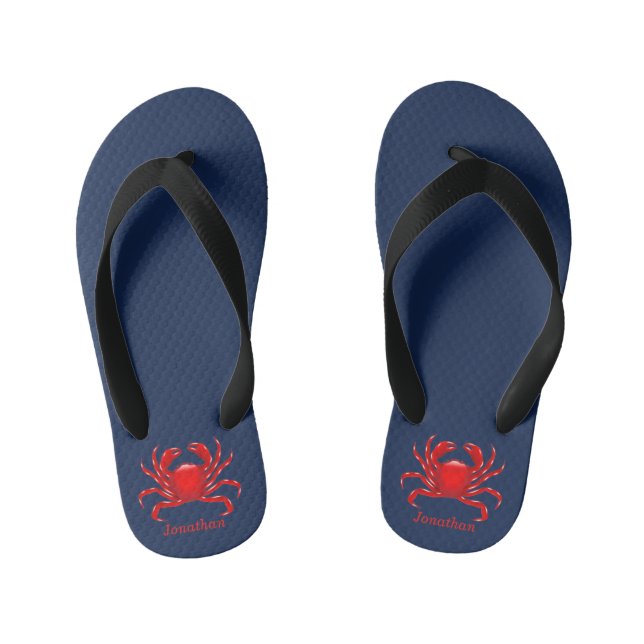 Big Red Crab Back to School Dorm Essentials Kids Kid's Flip Flops (Footbed)