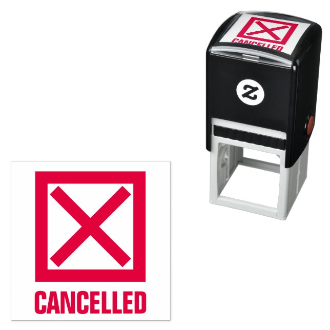Big red cross mark cancelled symbol custom office self-inking stamp (In Situ)