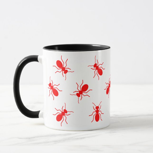 Big Red Fire Ants Swarm All Over Cartoon Mug (Left)