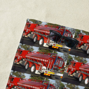 Big Red Fire Engine, Beach Towel