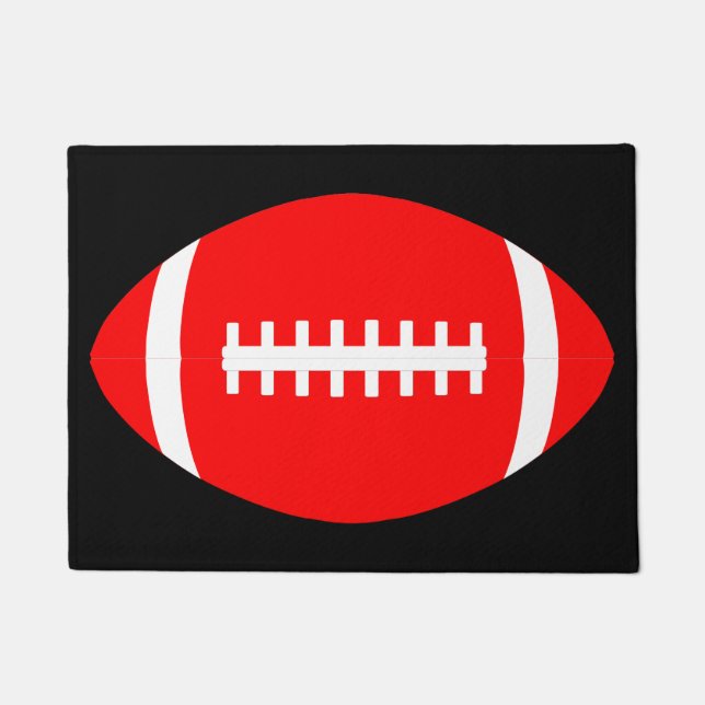 Big Red Football Door Mat for Home or Fieldhouse (Front)
