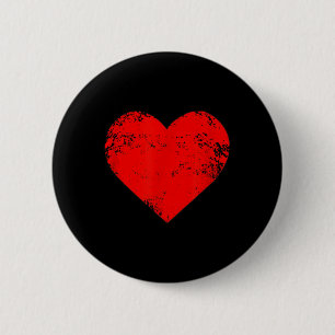 Big Red Heart Distressed Valentines Day Gift Top T 2 Inch Round Button