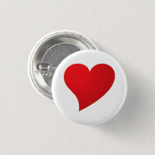 Big Red Heart, Love, white 1 Inch Round Button