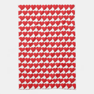 Big Red Heart, Love, white Valentine's day Kitchen Towel