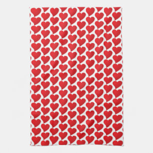 Big Red Heart, Love, white Valentine's day Kitchen Towel