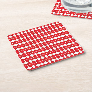 Big Red Heart, Love, white Valentine's day party Square Paper Coaster