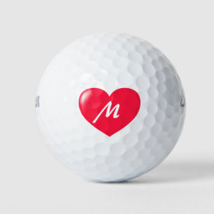 Big Red Heart Monogram Template Golf Balls